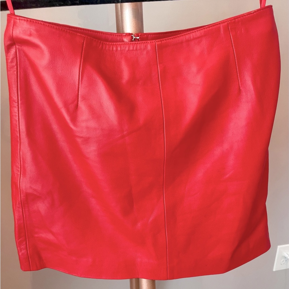Just XS red mini leather skirt.